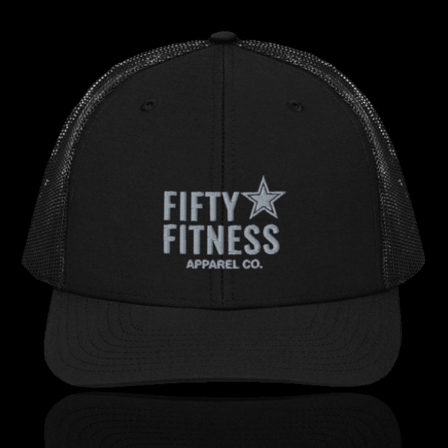 Black Trucker Hat Grey Logo
