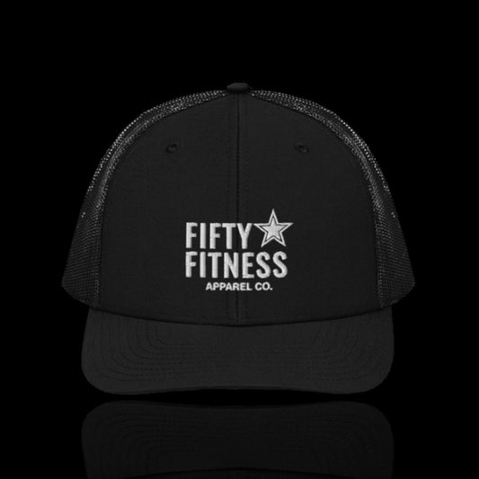 Black Trucker Hat White Logo