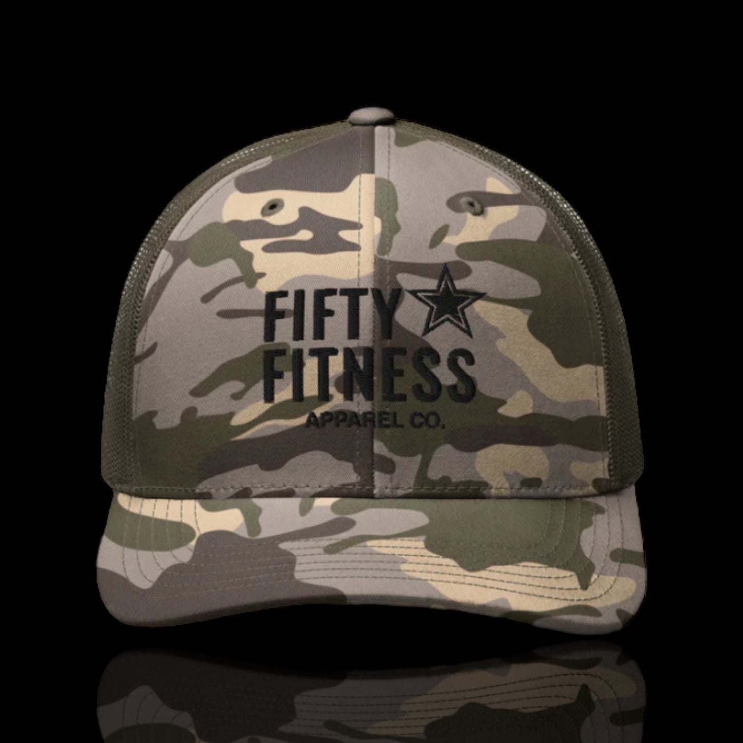 Camo Trucker Hat Black Logo