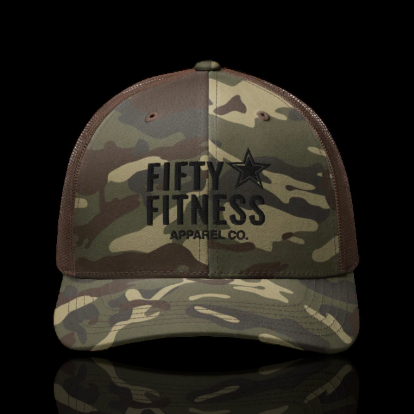 Camo Trucker Hat Black Logo