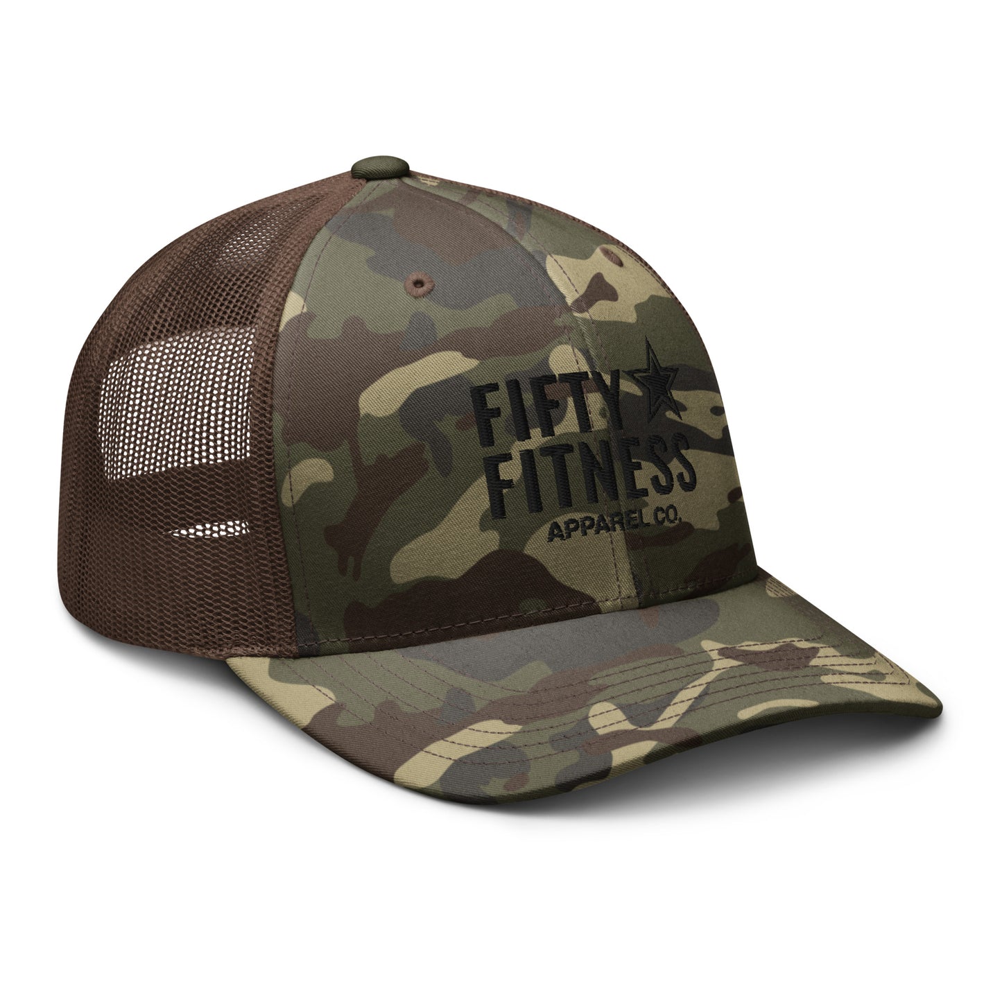 Camo Trucker Hat Black Logo