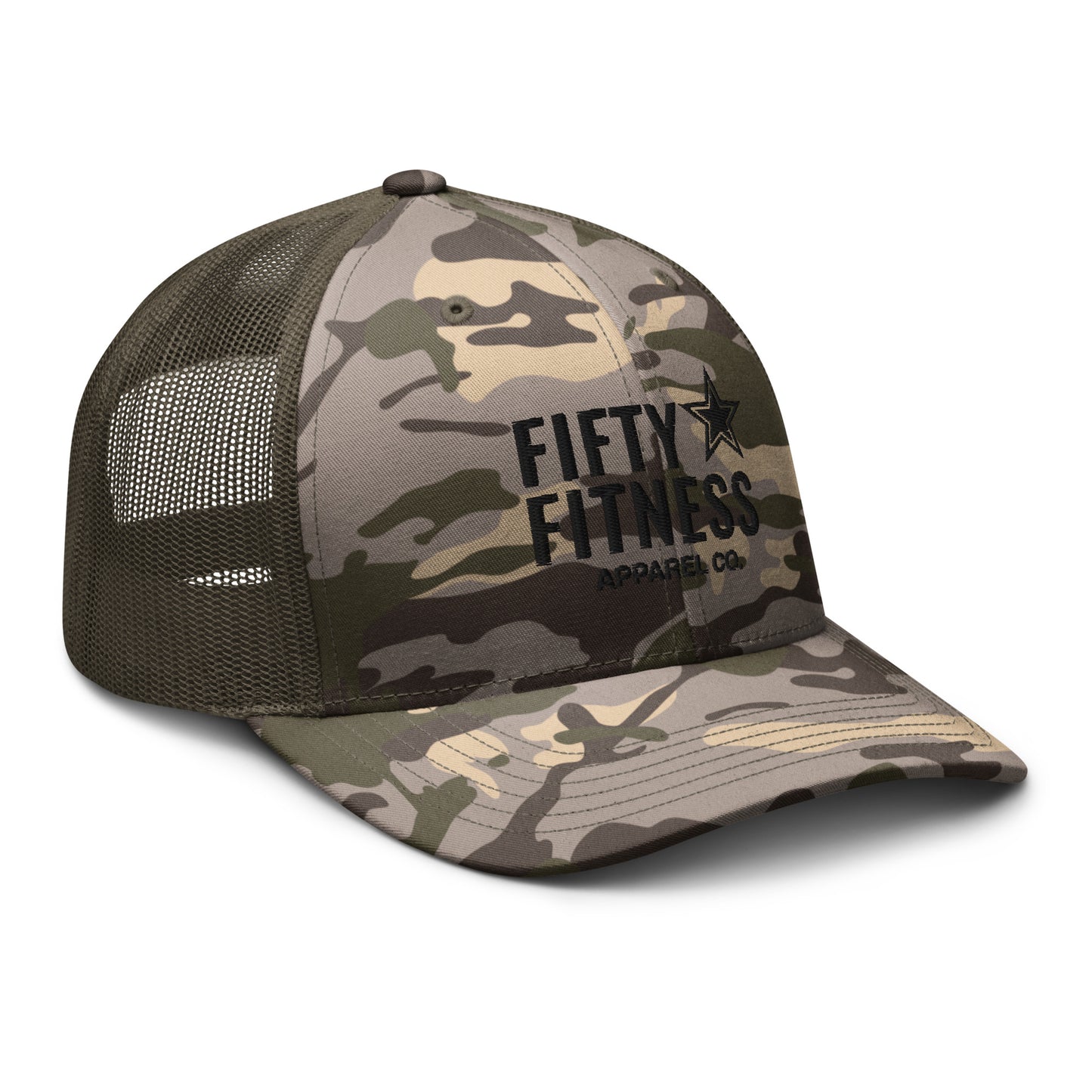 Camo Trucker Hat Black Logo