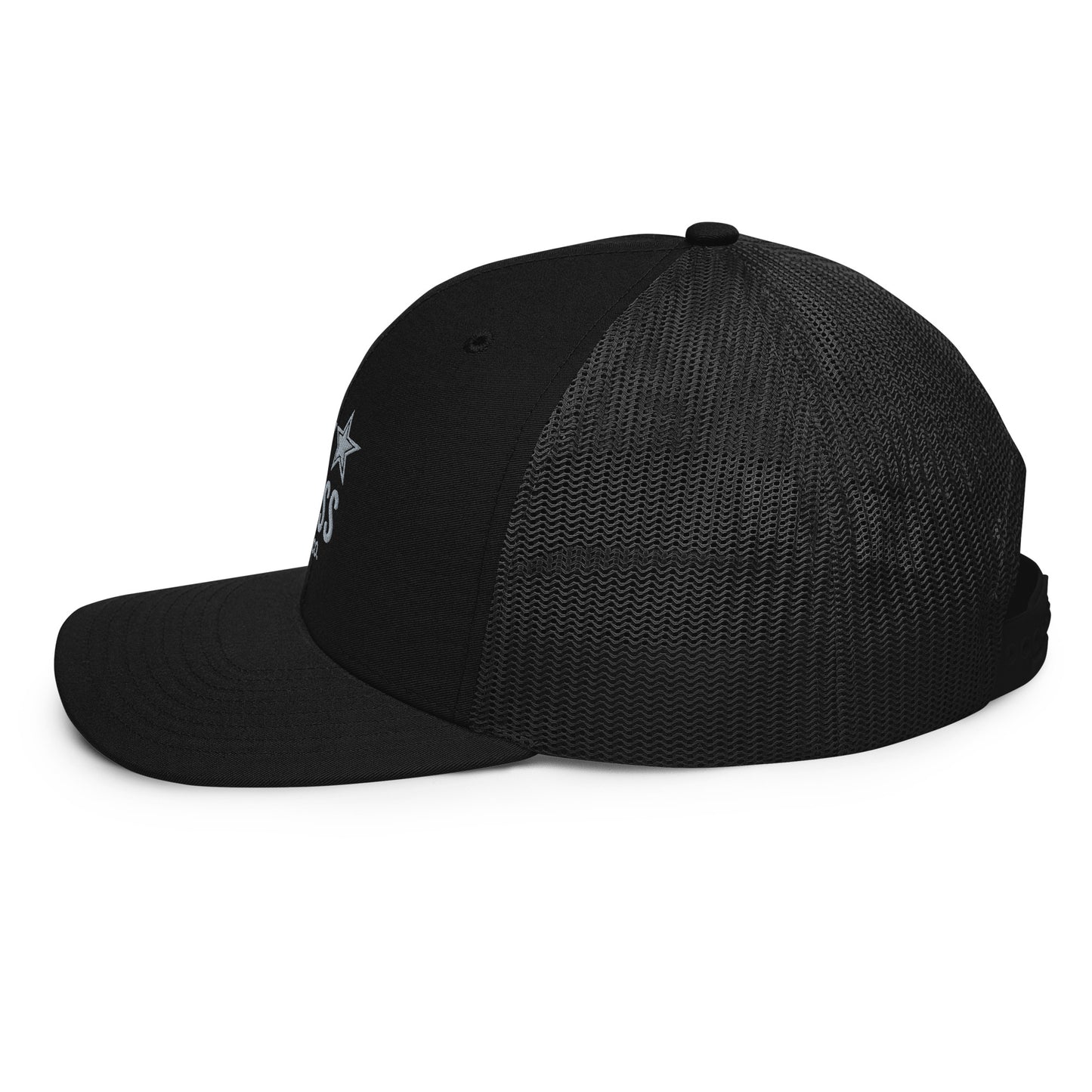 Black Trucker Hat Grey Logo