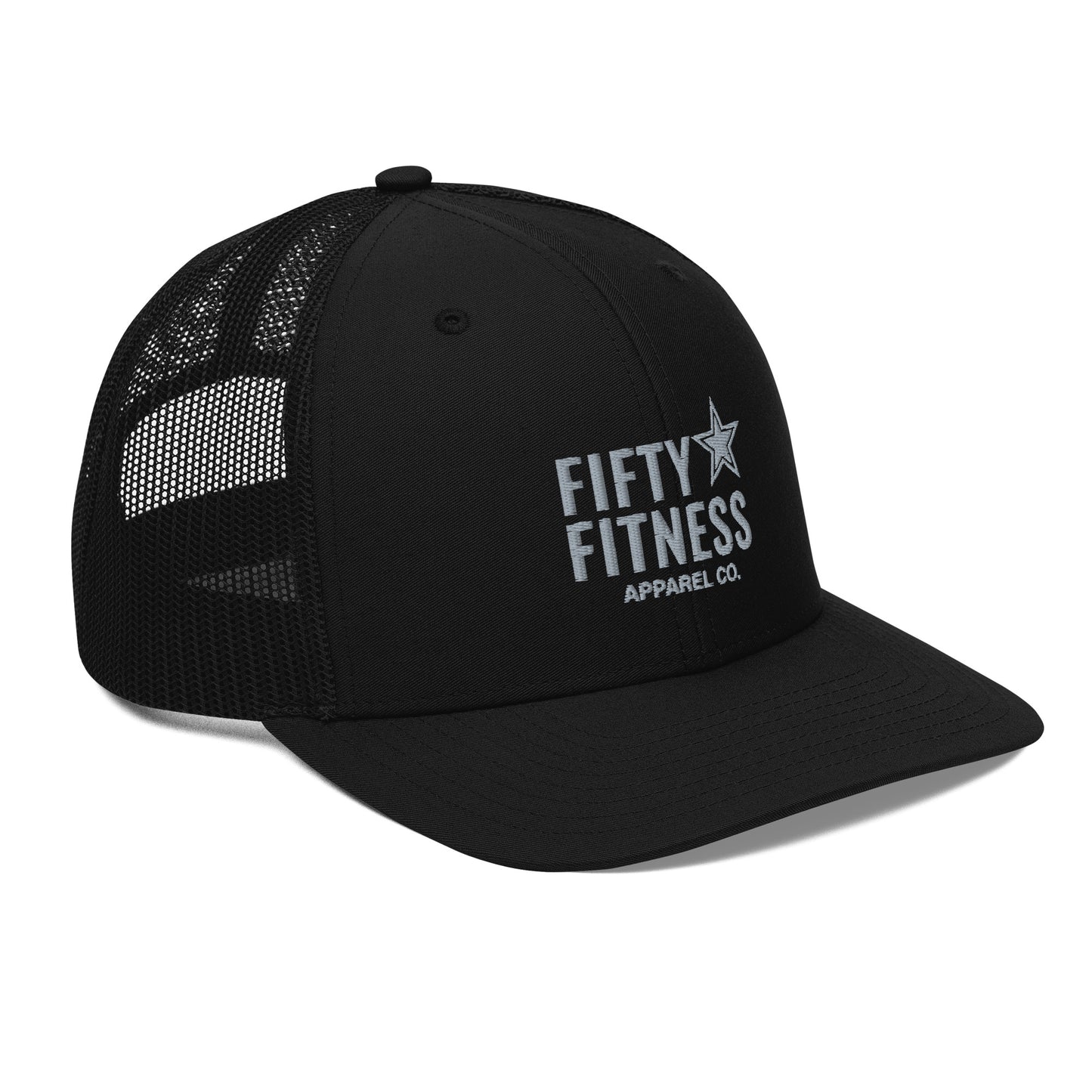 Black Trucker Hat Grey Logo