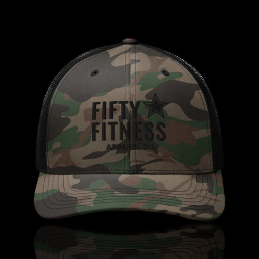 Camo Trucker Hat Black Logo