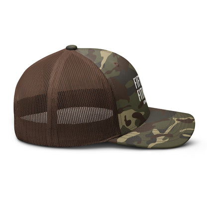 Camo Trucker Hat White Logo