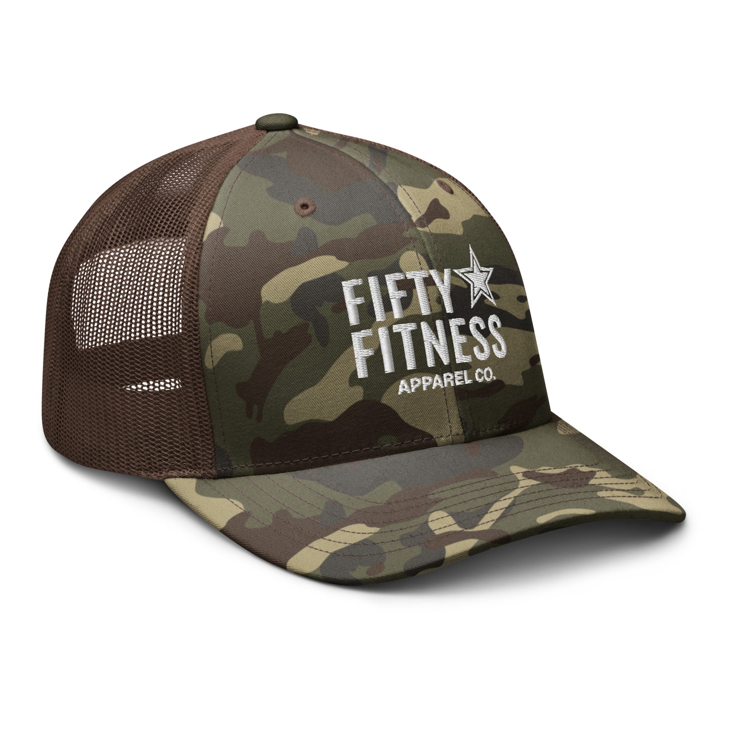 Camo Trucker Hat White Logo