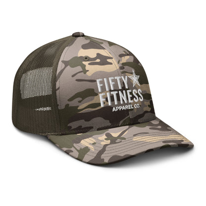 Camo Trucker Hat White Logo